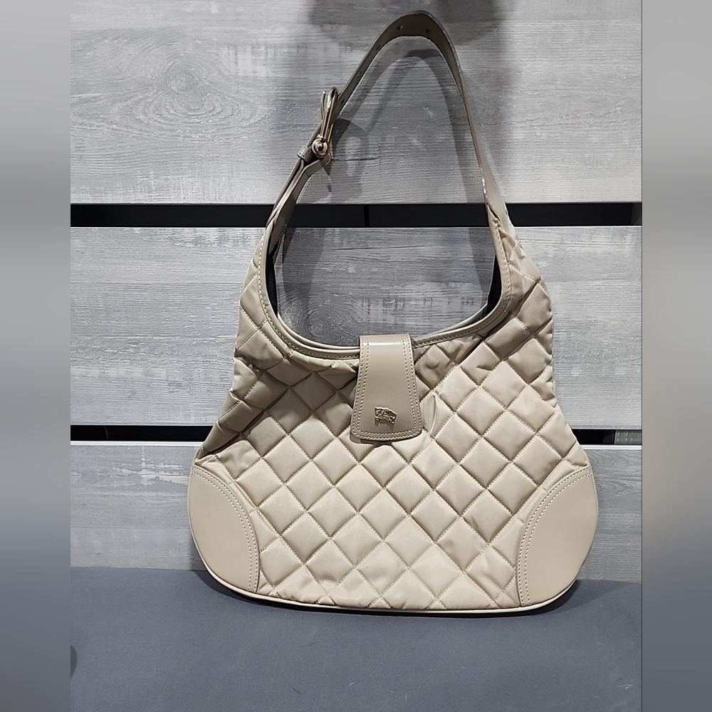 Burberry Puffer  Cream Quilted Shoulder  Hobo Bag
